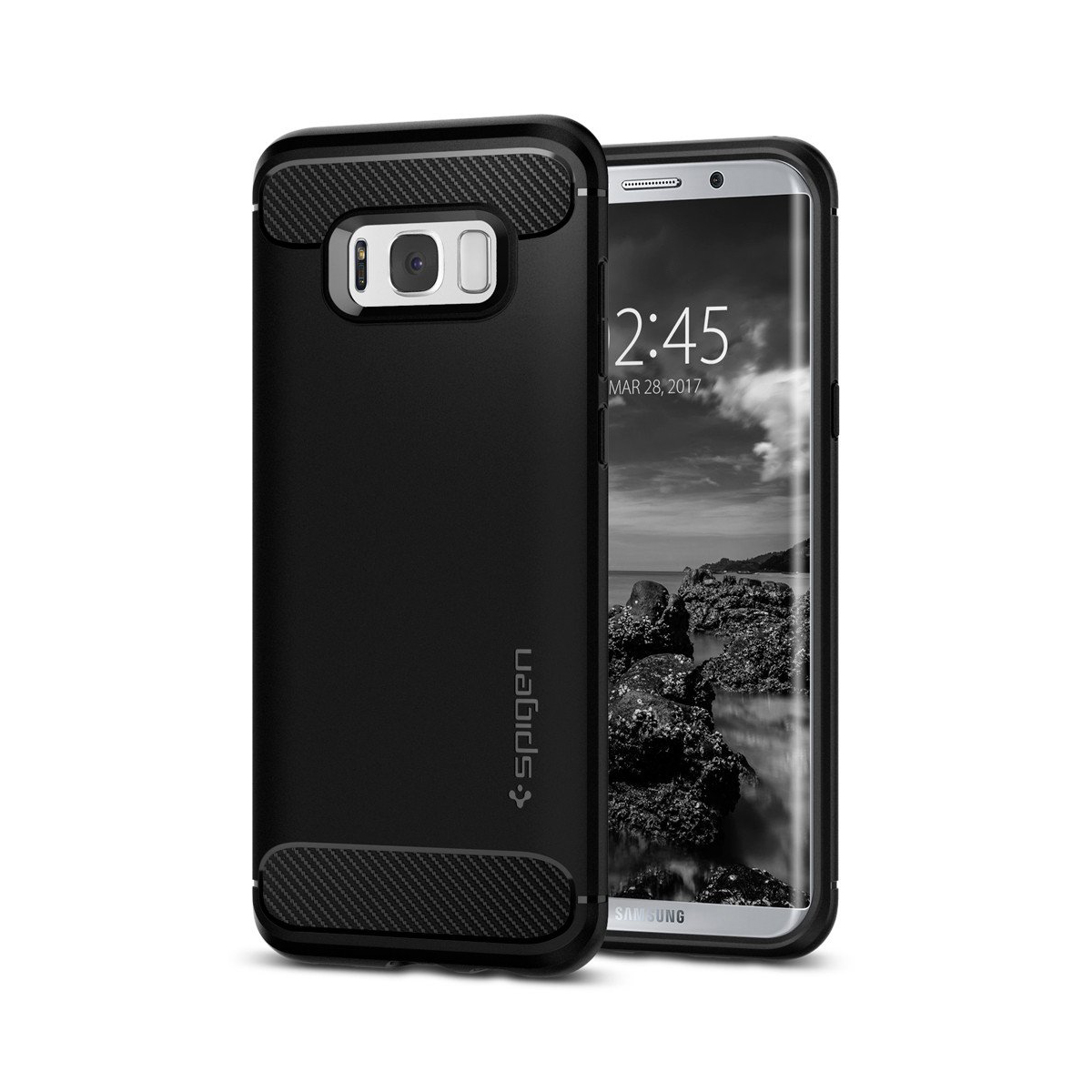 SPIGEN Rugged Armor, GALAXY Backcover, S8+, BLACK SAMSUNG