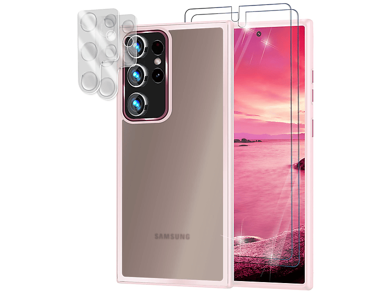 & Semi-Transparent Display- Rosa Hybrid Backcover, Samsung, Hülle Galaxy NALIA Kamera-Schutz, S23 Matte Ultra, mit