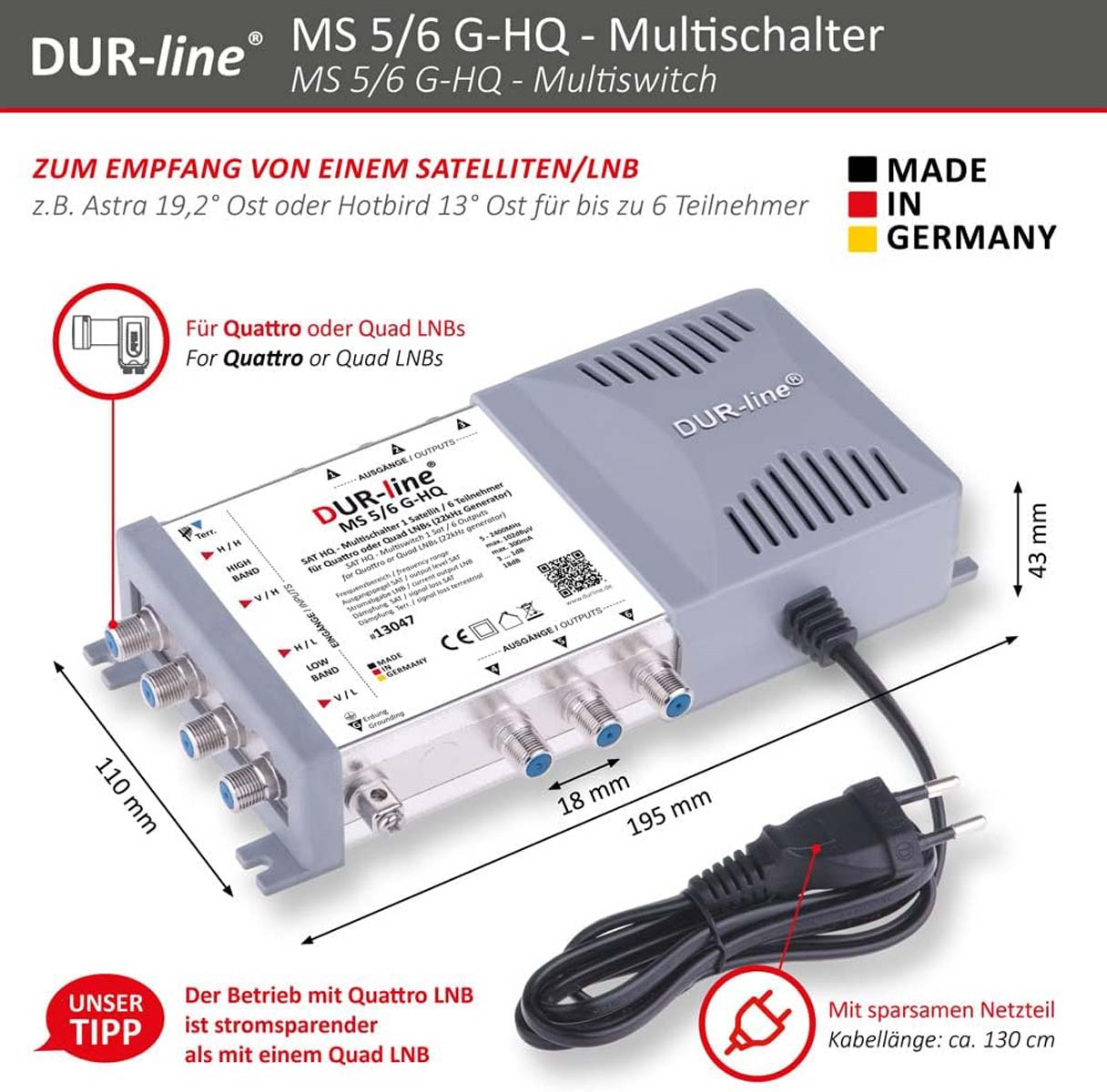 DUR-LINE MS 5/6 G-HQ Multischalter