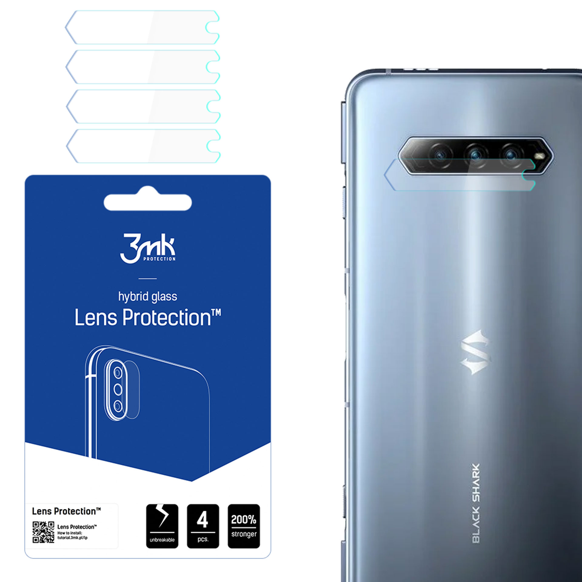 3MK 3mk 4 5G) Xiaomi Lens Glas(für Xiaomi Shark - Xiaomi Black Shark 5G Protection 4 Black