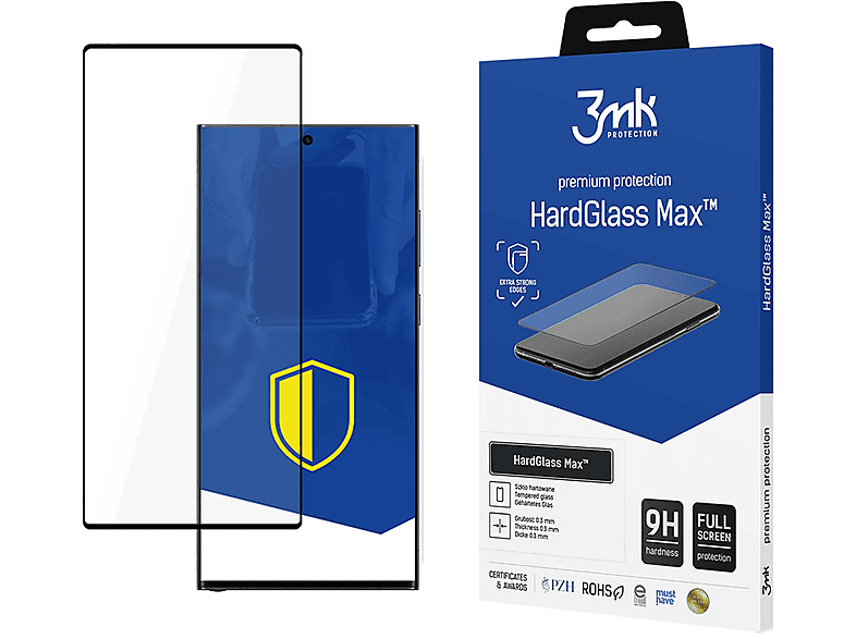3MK Samsung Galaxy S23 Ultra - 3mk HardGlass Max FingerPrint Glas(für Samsung Samsung Galaxy S23 Ultra)