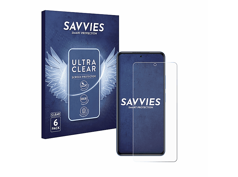 SAVVIES 6x klare Schutzfolie(für Xiaomi Poco F3)