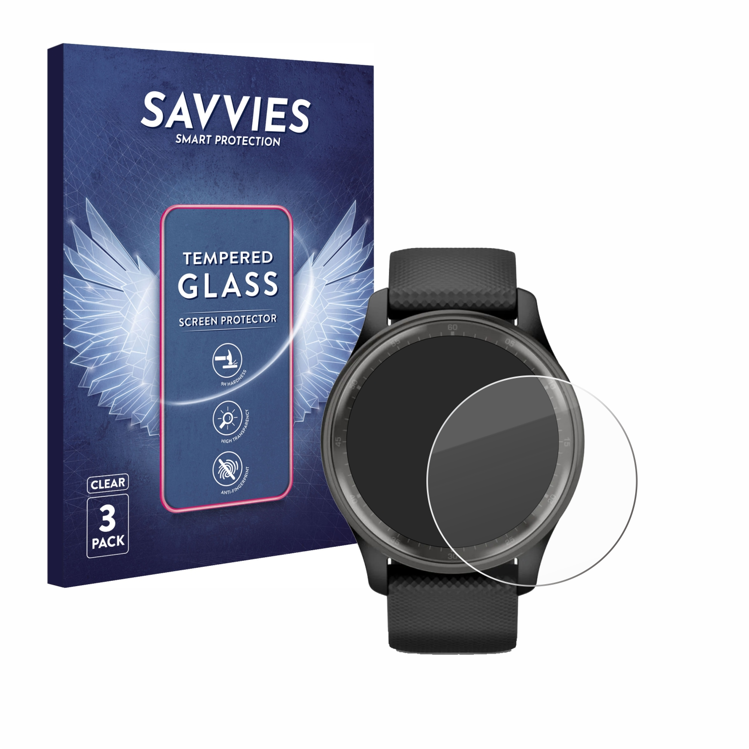 Vivomove 3x Trend) Garmin SAVVIES 9H klares Schutzglas(für