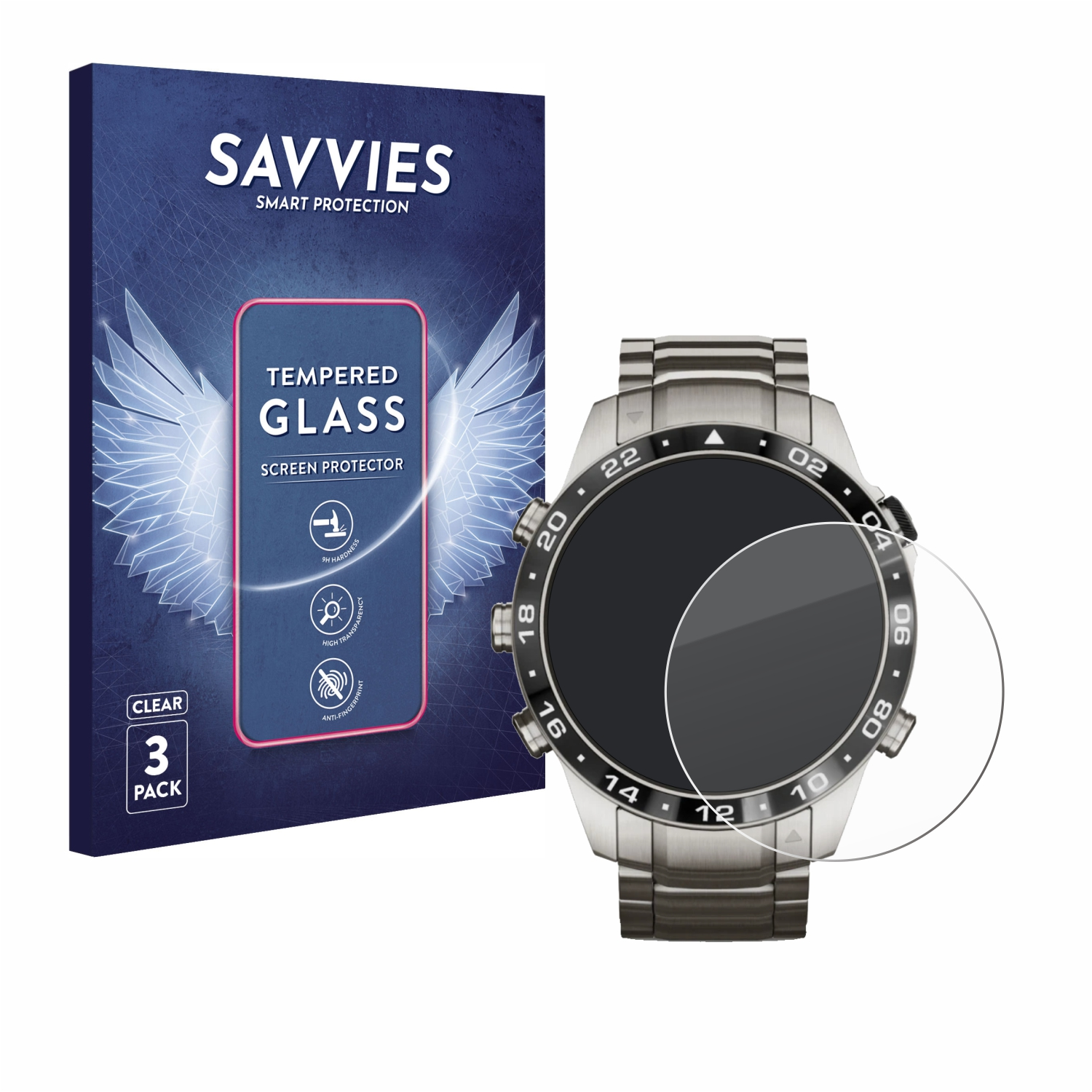SAVVIES 3x 9H klares Schutzglas(für Gen Garmin Marq Aviator 2)