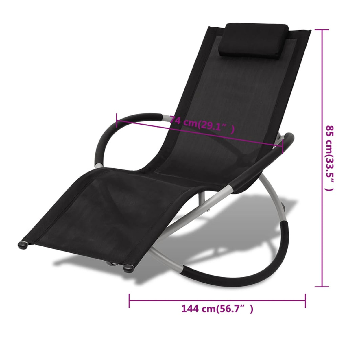 VIDAXL 42400 Sonnenbett, Schwarz Grau und