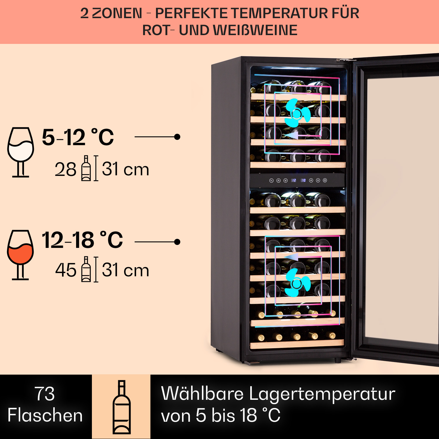 KLARSTEIN (EEK Barossa G, Schwarz) Weinkühlschrank