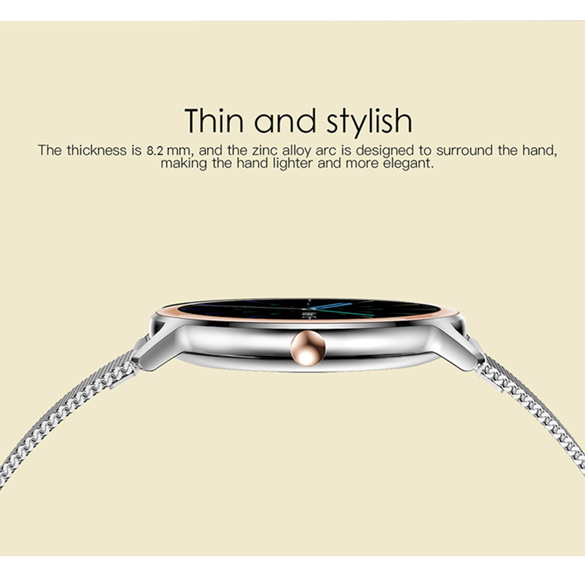 BRIGHTAKE Intelligente Smartwatch Leder, mit Fitnessuhr Herzfrequenz- Rosa Schlafüberwachung und
