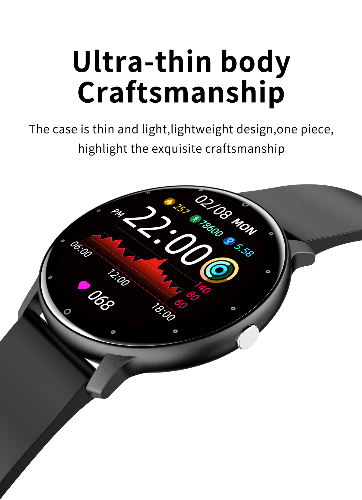 BRIGHTAKE Smartwatch und Herzfrequenzüberwachung Blau Benachrichtigungen Smartwatch Silikon, mit