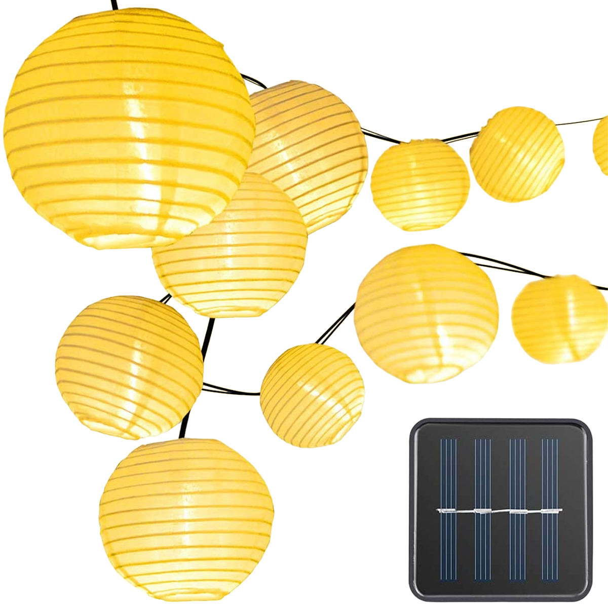 Laternen-Lichterkette, LED 30 Solar-Lichterketten, Lichter Solarleuchte, Warmweiß 6,5 m, Laternen-Saiten, LAMON warmweiß,