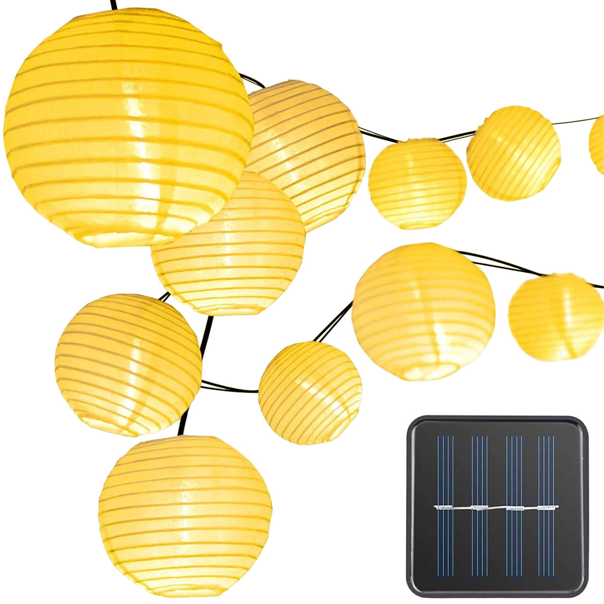 LAMON Laternen-Lichterkette, 6,5 Laternen-Saiten, Solar-Lichterketten, Warmweiß Lichter m, warmweiß, 30 LED Solarleuchte