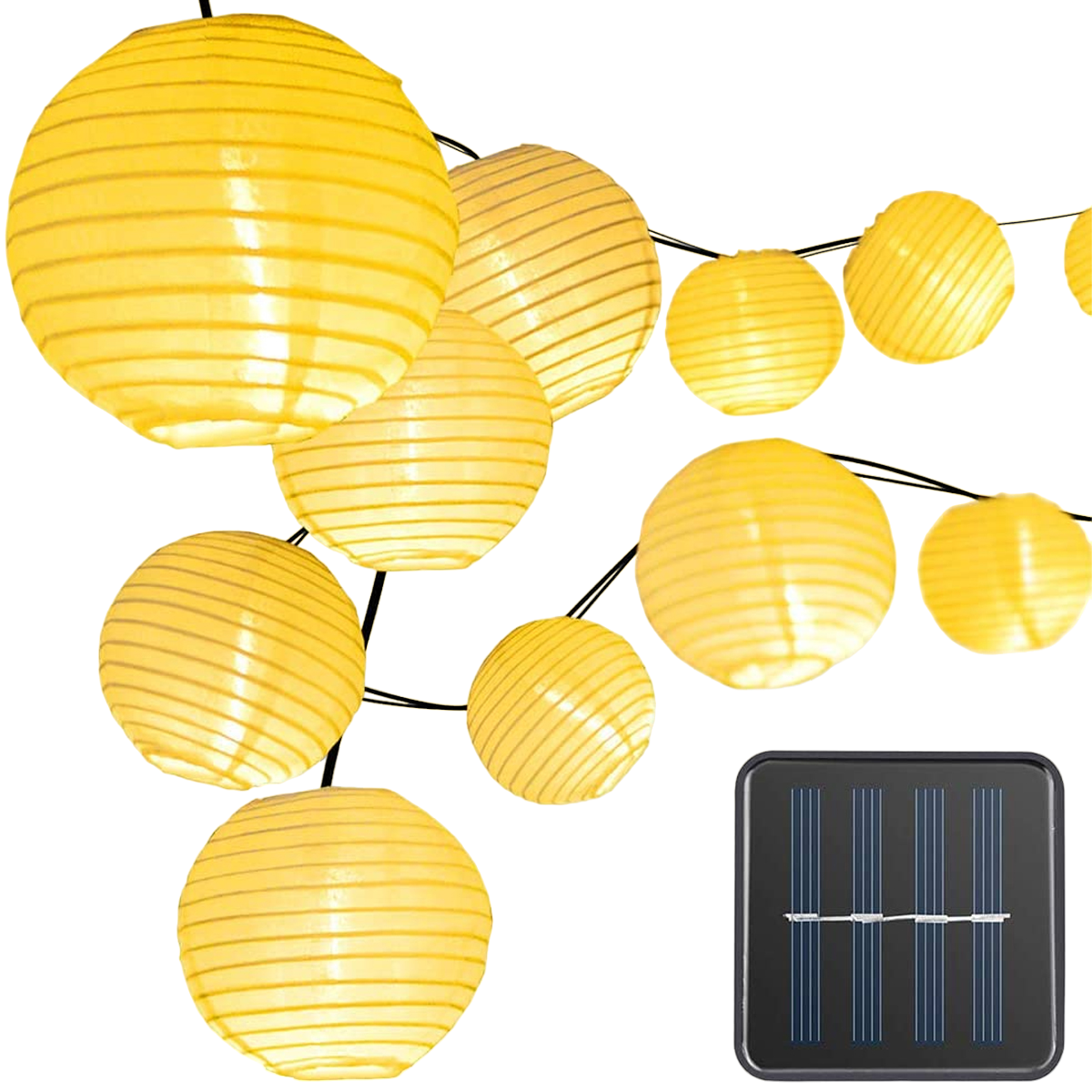 Laternen-Lichterkette, warmweiß, Laternen-Saiten, Lichter Warmweiß Solarleuchte, LAMON 30 LED m, Solar-Lichterketten, 6,5