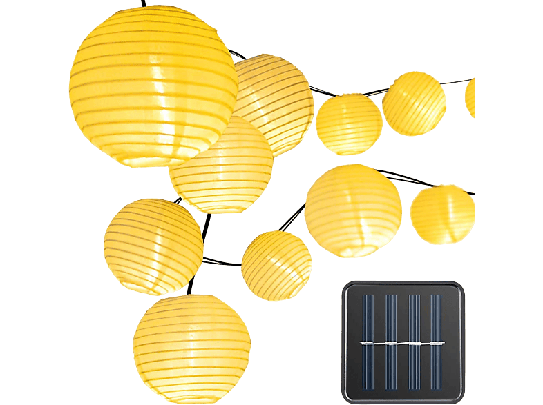 LAMON Laternen-Lichterkette, warmweiß, LED Solarleuchte, 6,5 m, 30 Lichter Solar-Lichterketten, Laternen-Saiten, Warmweiß