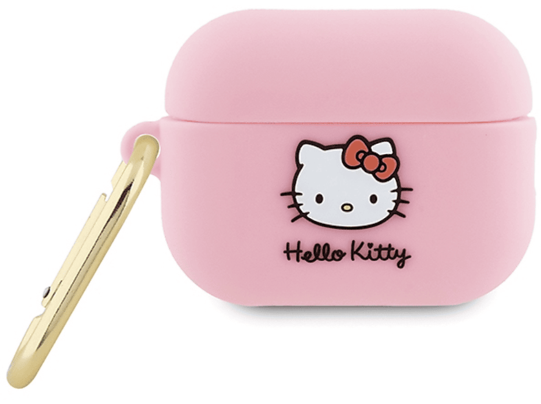 HELLO KITTY BY CHEFMADE AirPods Tasche Hülle Silikon 3D Kitty Head Schutzhülle, Full Cover, Apple, AirPods Pro 2. Generation, Rosa