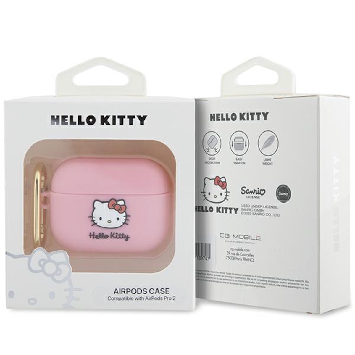HELLO KITTY 2. Head BY Tasche Kitty Generation, Full Silikon 3D AirPods Schutzhülle, Pro Cover, AirPods Apple, Hülle CHEFMADE Rosa