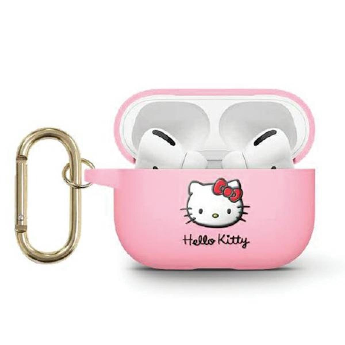 Full Head Hülle BY AirPods Kitty Silikon Rosa Apple, HELLO KITTY 3, Cover, 3D AirPods CHEFMADE Schutzhülle, Tasche