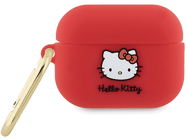 HELLO KITTY BY CHEFMADE AirPods Tasche Hülle Silikon 3D Kitty Head Schutzhülle, Full Cover, Apple, AirPods Pro 2. Generation, Rot