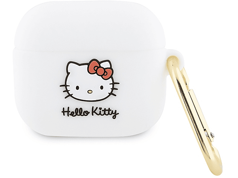 HELLO KITTY BY CHEFMADE AirPods Tasche Hülle Silikon 3D Kitty Head Schutzhülle, Full Cover, Apple, AirPods 3, Weiß
