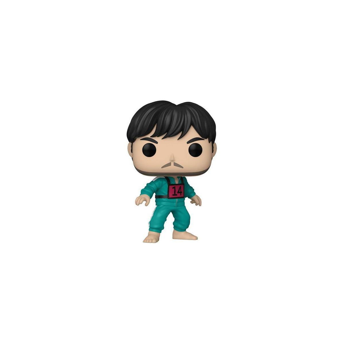 Figura Funko Pop di un uomo che indossa una tuta verde da Squid Game.