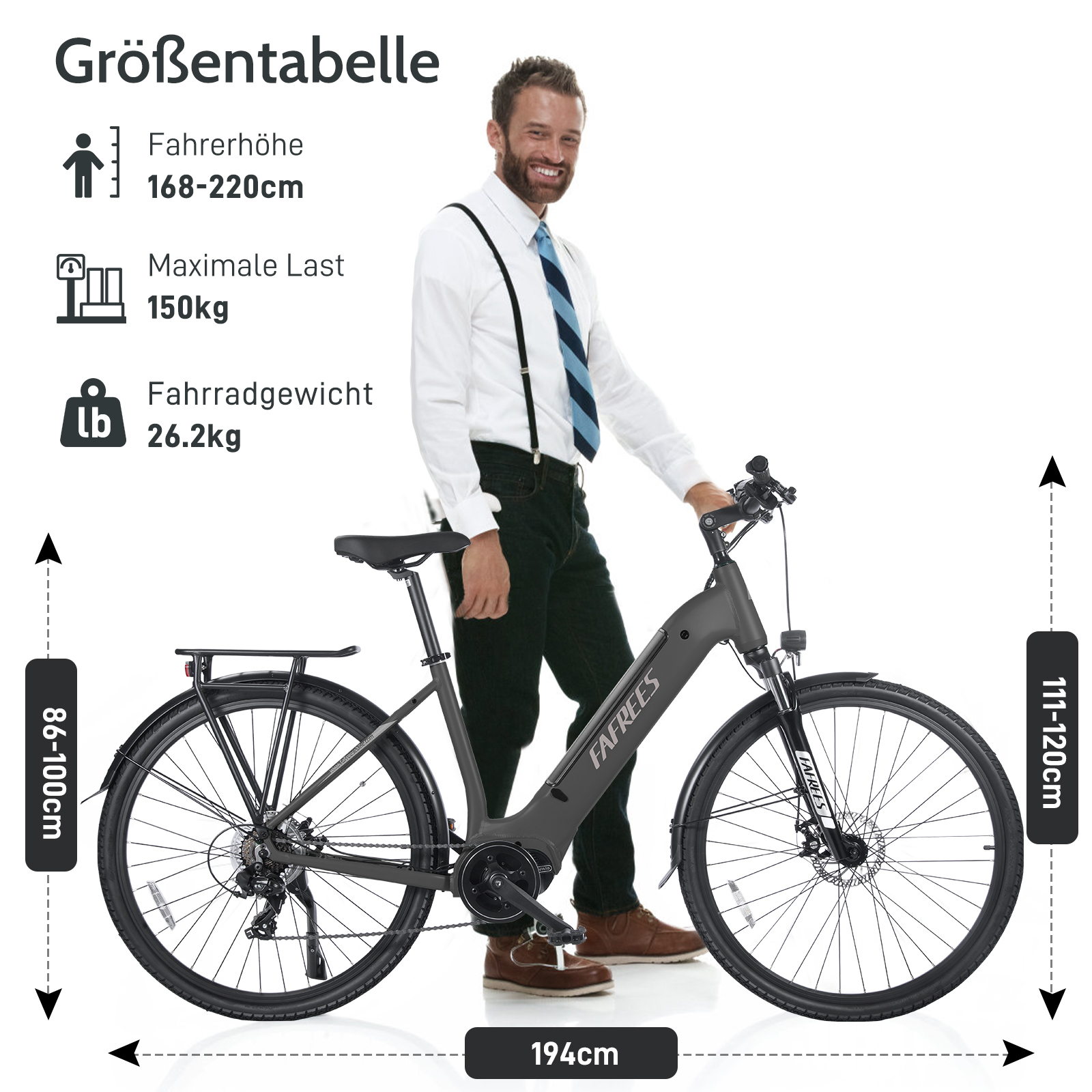 FAFREES E-bike Unisex-Rad, 20 grau) (Laufradgröße: Zoll, Terrain All Bike (ATB)