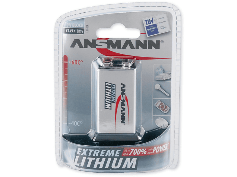 ANSMANN 5021023 9V-BLOCK LITHIUM 9 Volt Batterie, Lithium, 9 Volt 1 Stück