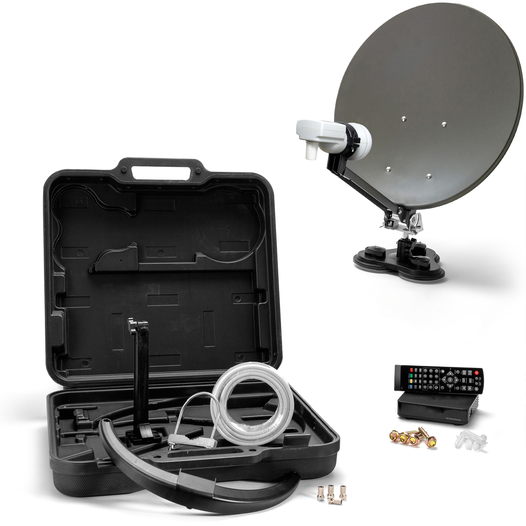 38,5 Camping 38 Set MCA SAT & Receiver XORO XORO Anlage Satellitenantenne Full inkl. LNB Single cm HD DVB-S2 HD