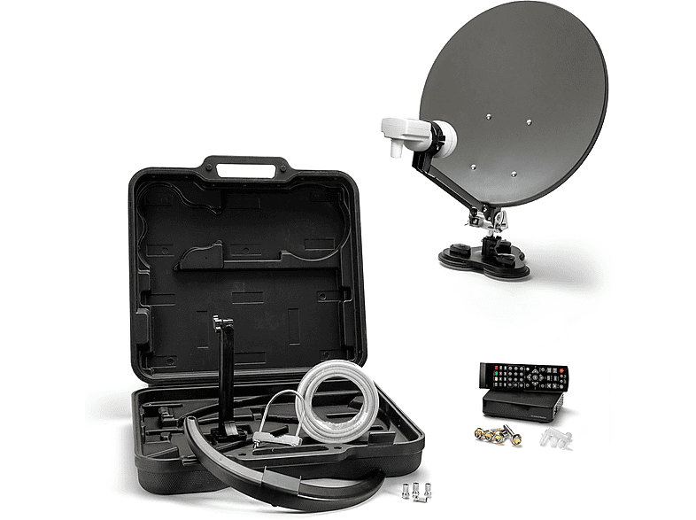 XORO XORO MCA 38 HD Set 38,5 cm Camping Satellitenantenne inkl. Full HD DVB-S2 Receiver & Single LNB SAT Anlage