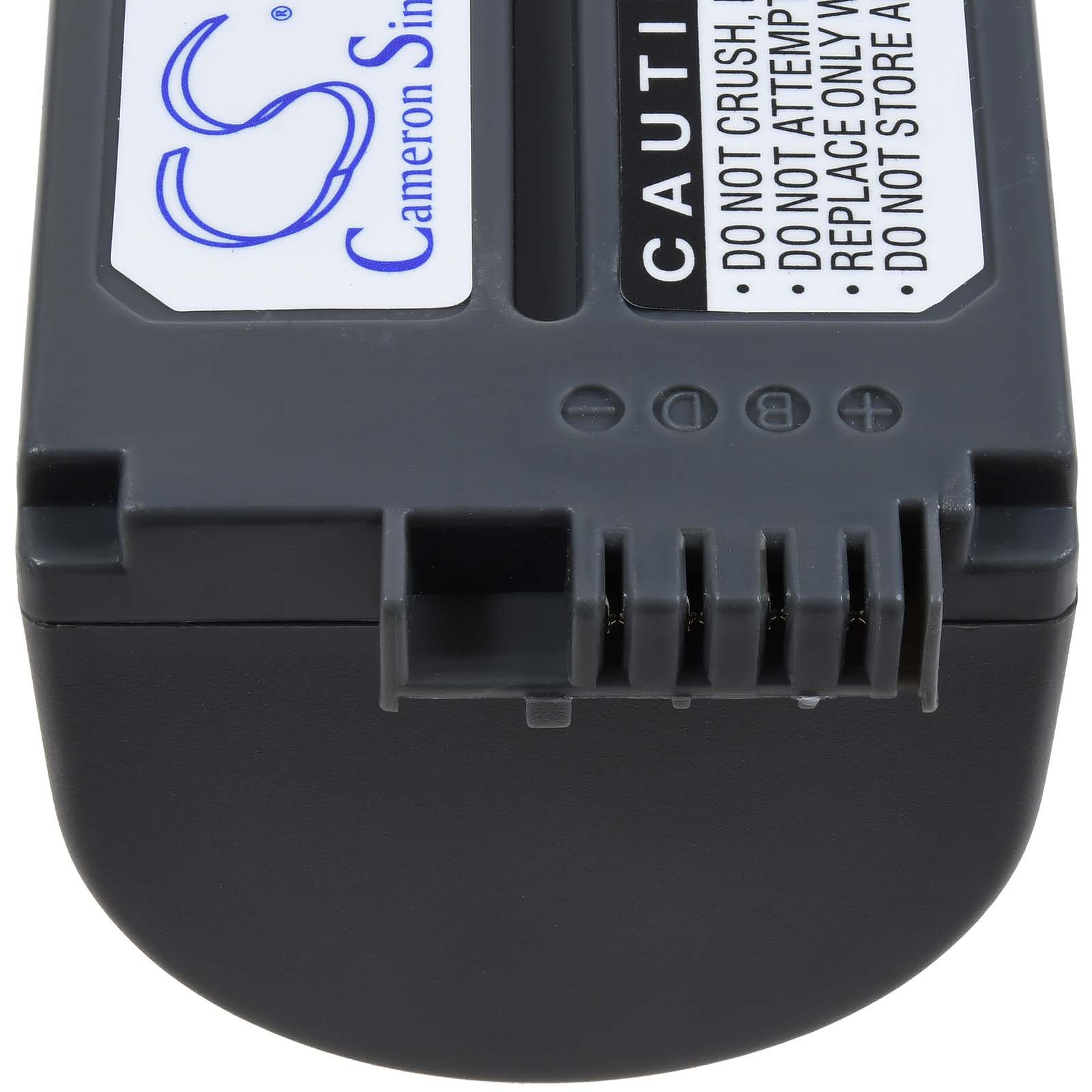 Graue Batterie mit dem Etikett 'Cameron Sino'. Weißer Hintergrund.