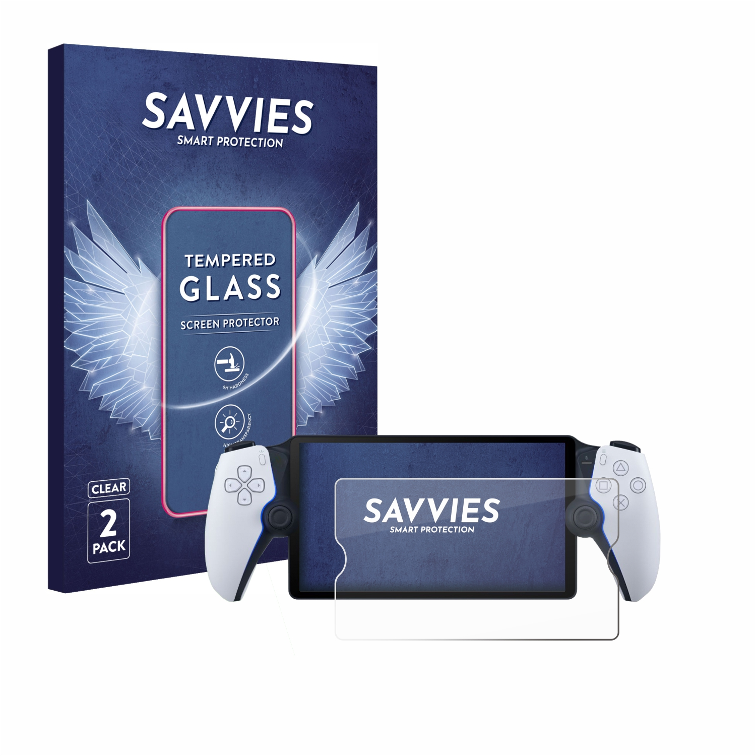 SAVVIES 2x 9H Playstation Schutzglas(für Sony Portal) klares