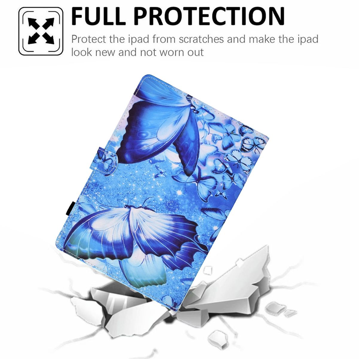 Samsung mit Kunststoff Motiv Silikon Muster aufstellbar Blau Cover / Kunstleder, / Full für WIGENTO Cover Tablethülle Druck