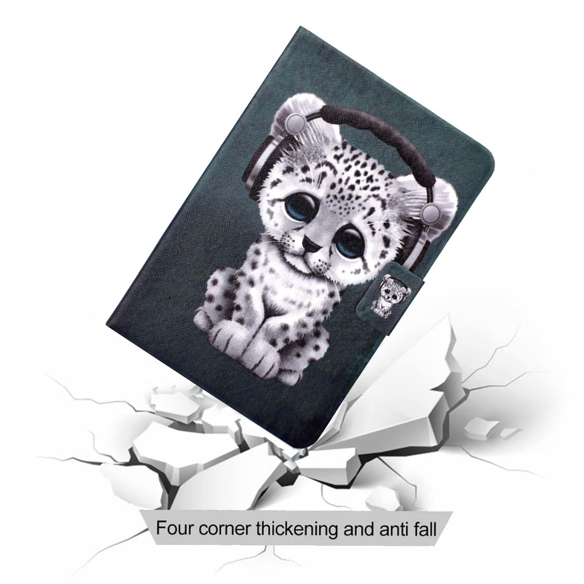 WIGENTO Muster / Cover / Samsung aufstellbar mit Druck Motiv Kunstleder, Tablethülle Silikon Full Kunststoff Schwarz Cover für