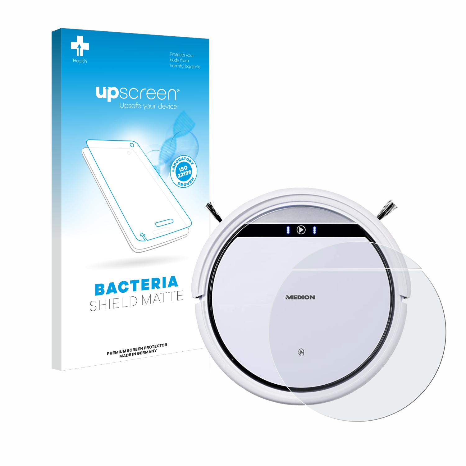 UPSCREEN antibakteriell entspiegelt Schutzfolie(für Robot Vacuum MEDION E32) Cleaner 18510 matte MD