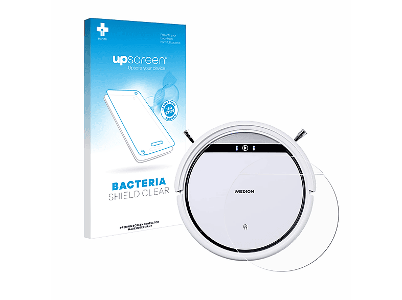UPSCREEN antibakteriell klare Schutzfolie(für MEDION Robot  Vacuum Cleaner MD 18510 E32)