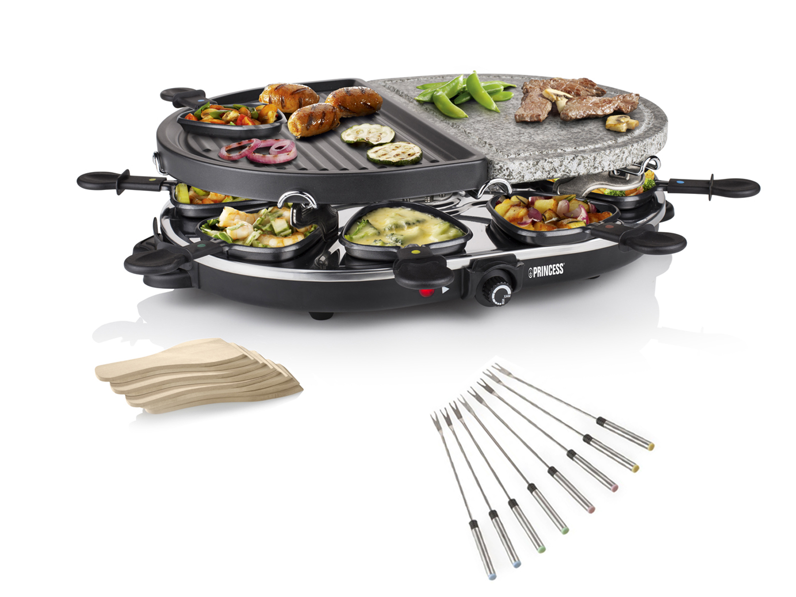 mit SETPOINT Steinplatte Raclette Elektrogrill