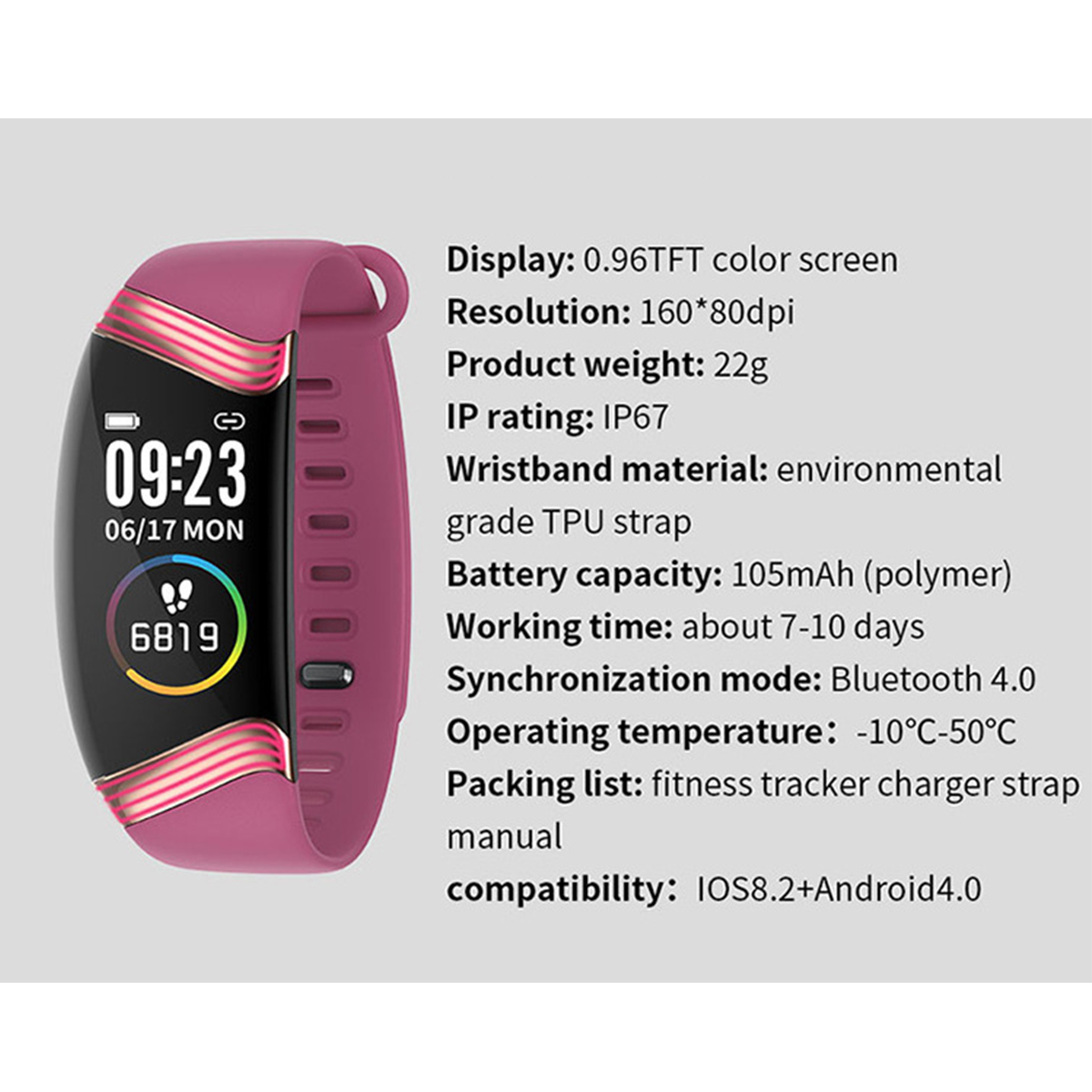 Smartwatch Gold E20-Uhren Silikon, BRIGHTAKE