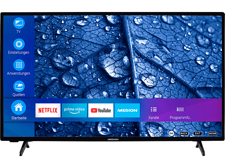 MEDION LIFE® P14057 SMART-TV, Bluetooth®, PVR (Flat, Fernseher HD 100,3 AmazonPrime Video / Netflix, HDR, ready, cm, Full 39,5 Full-HD) \'\' Display, 40 Zoll