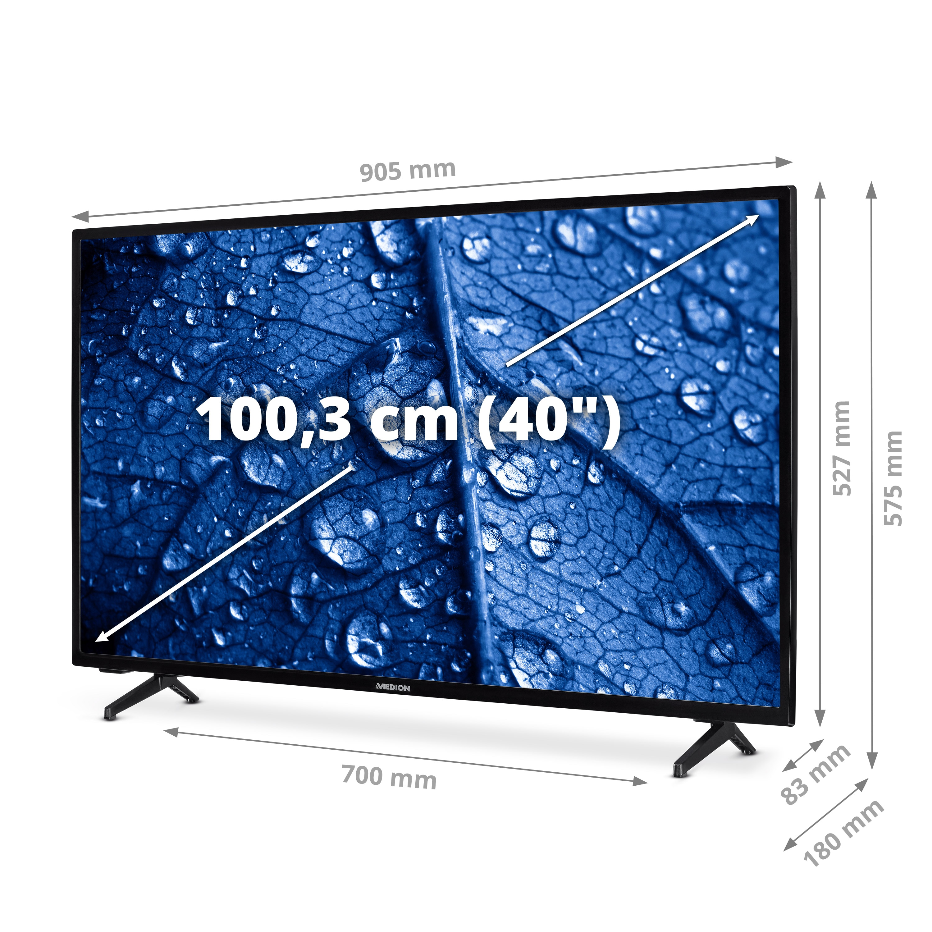 P14057 SMART-TV, Zoll ready, Netflix, 39,5 (Flat, 100,3 HD Full-HD) Display, AmazonPrime / PVR \'\' Video Bluetooth®, Full MEDION cm, HDR, LIFE® Fernseher 40