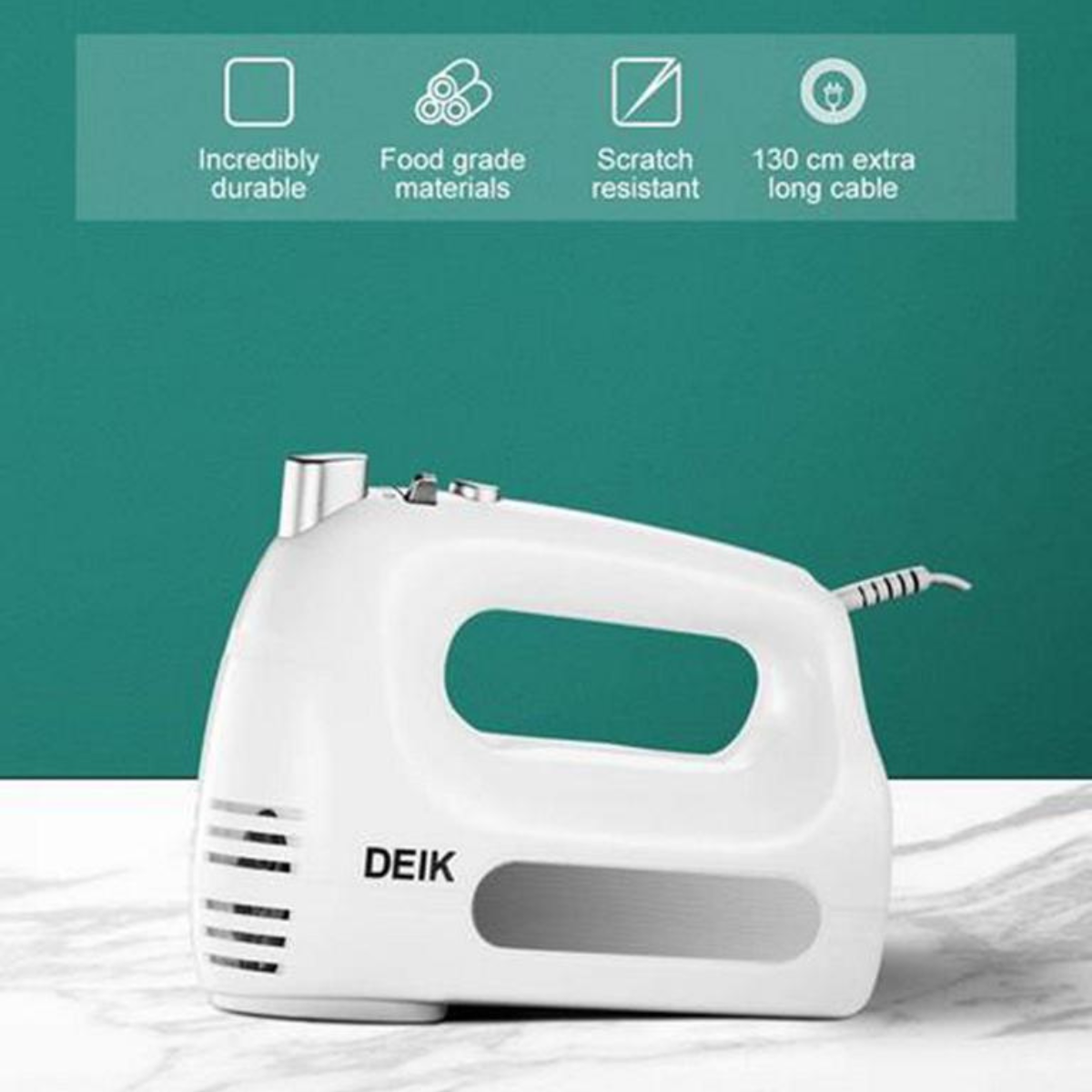 DEIK Hand Mixer Handmixer (300 Watt) Weiß