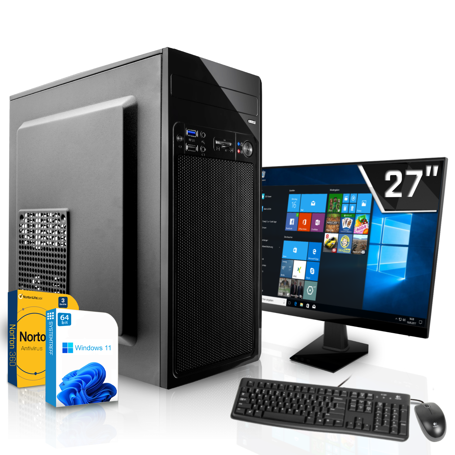SYSTEMTREFF Office Komplett 512 mSSD, Prozessor, PC i3-10100 2 UHD Intel DX12 RAM, Intel GB mit Grafik GB und 16 4K 630 2 GB, i3-10100, Core Komplett GB