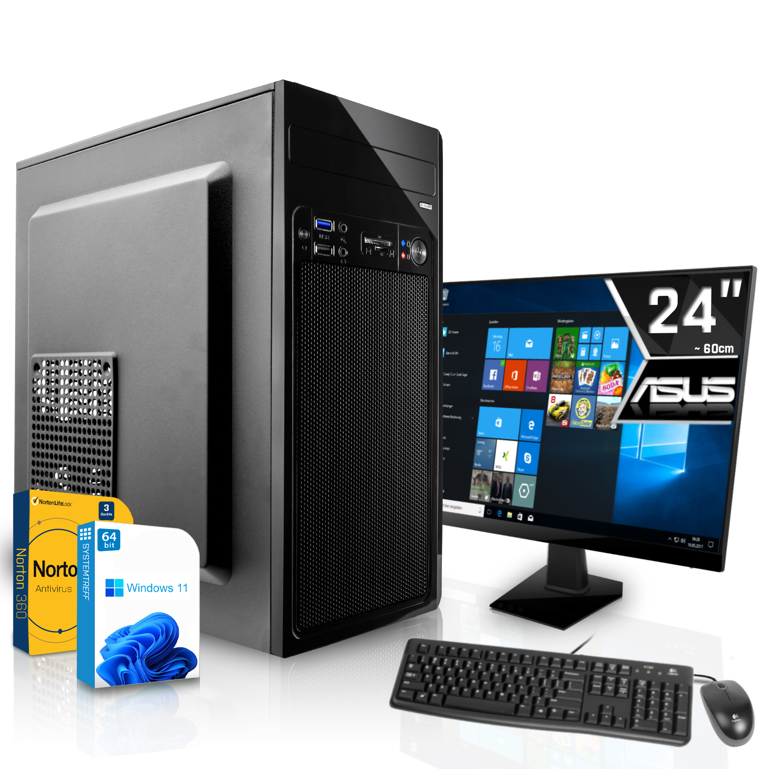 Graphics Core i3-13100 64 GB Office Intel Komplett PC i3-13100, Intel GB 730, Komplett UHD Prozessor, 1000 mSSD, SYSTEMTREFF 16 GB mit RAM,