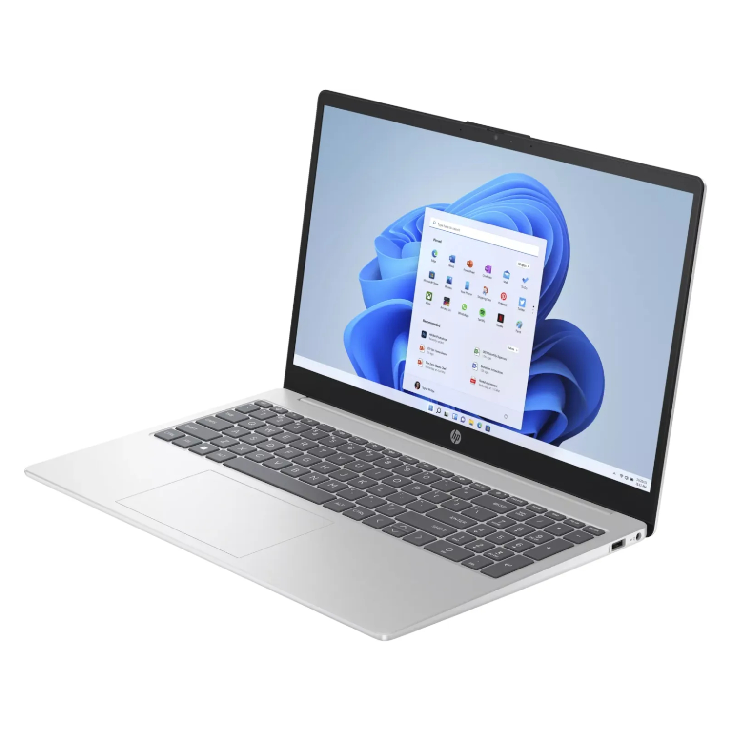 HP 15s, fertig eingerichtet, Notebook mit Zoll 16 Prozessor, Silber i5 Intel® 1000 Display, RAM, GB SSD, Core™ GB 15,6
