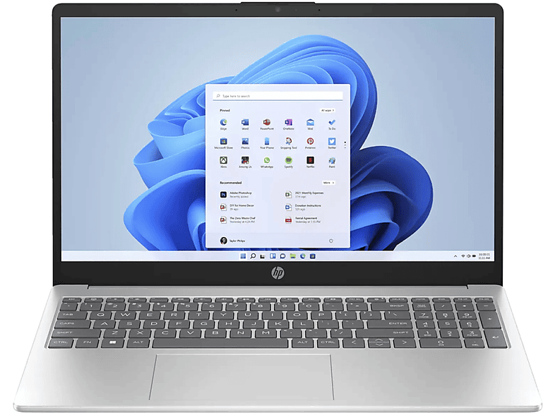 HP 15s, Core™ Intel® Silber Zoll GB fertig i5 GB 8 Notebook Display, SSD, 4000 RAM, eingerichtet, mit 15,6 Prozessor