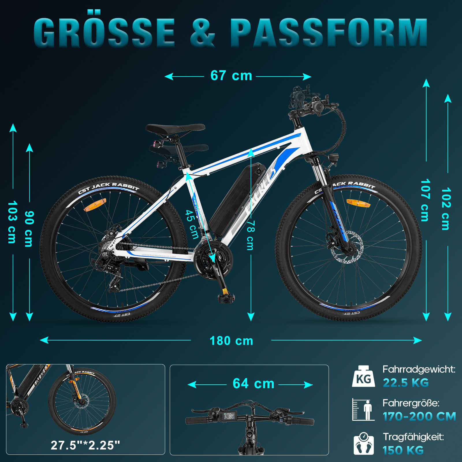 FAFREES Unisex-Rad, Terrain 27,5 Zoll, (ATB) Bike Schwarz) (Laufradgröße: F28 MT E-bike All