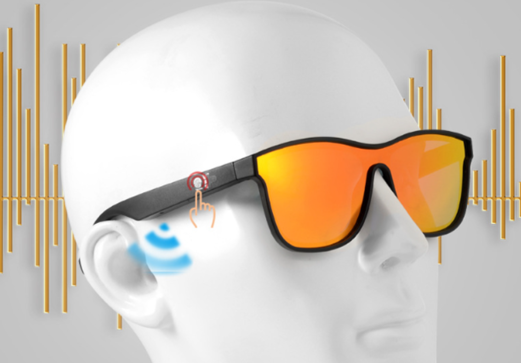 LACAMAX Silver Silber Glasses Bluetooth-Brille Brille, Anrufe und Musik in Smart einem Bluetooth 