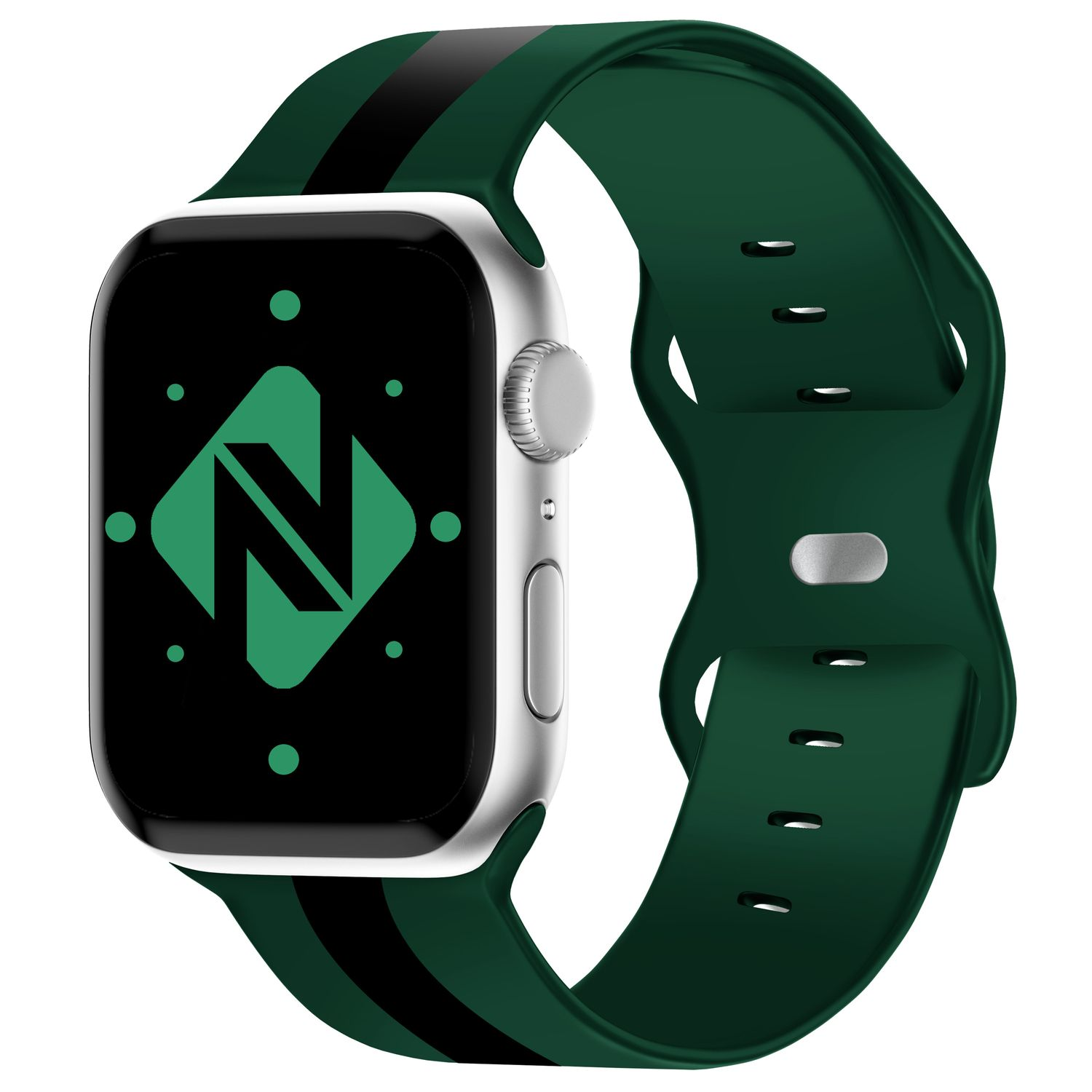 42mm/44mm/45mm/49mm, Grün Apple, NALIA Smartwatch Ersatzarmband, Schwarz Silikon Apple Gestreiftes Armband, Watch