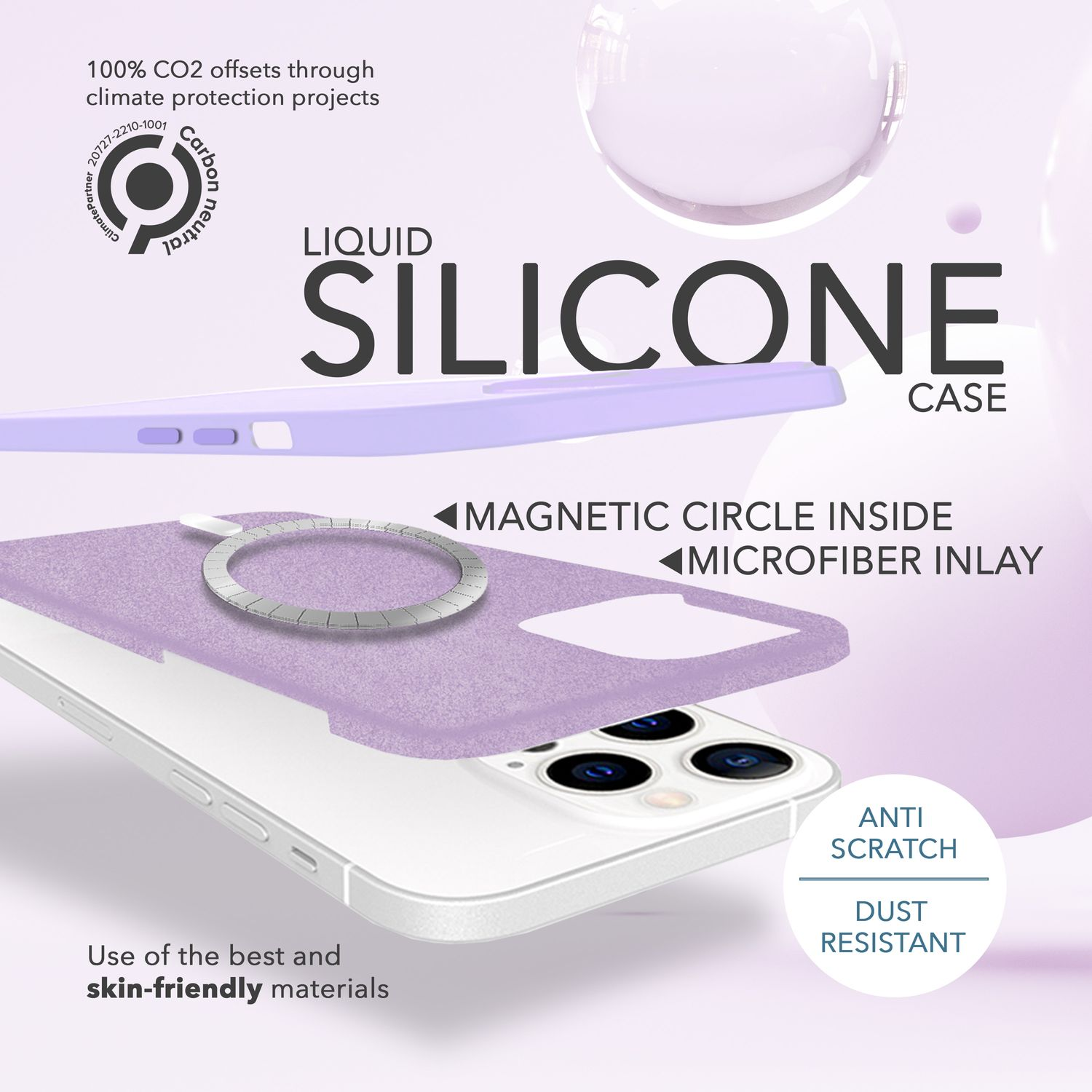 & MagSafe Lila 2x Apple, Backcover, Hülle NALIA Silikon Pro, Liquid Display 14 iPhone Schutzglas,