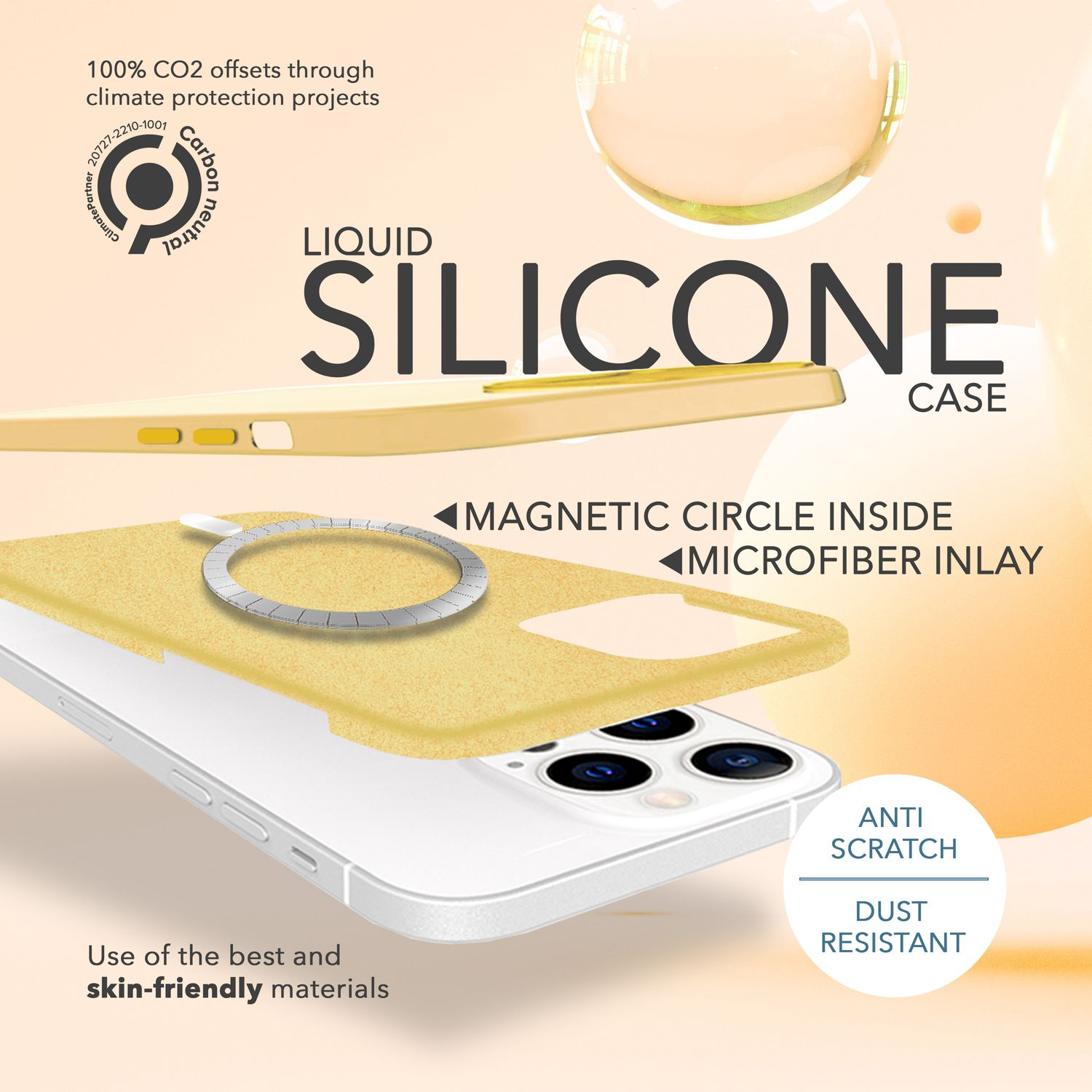 NALIA Liquid Silikon MagSafe Gelb 14 Schutzglas, Pro, & Display Apple, 2x Backcover, Hülle iPhone