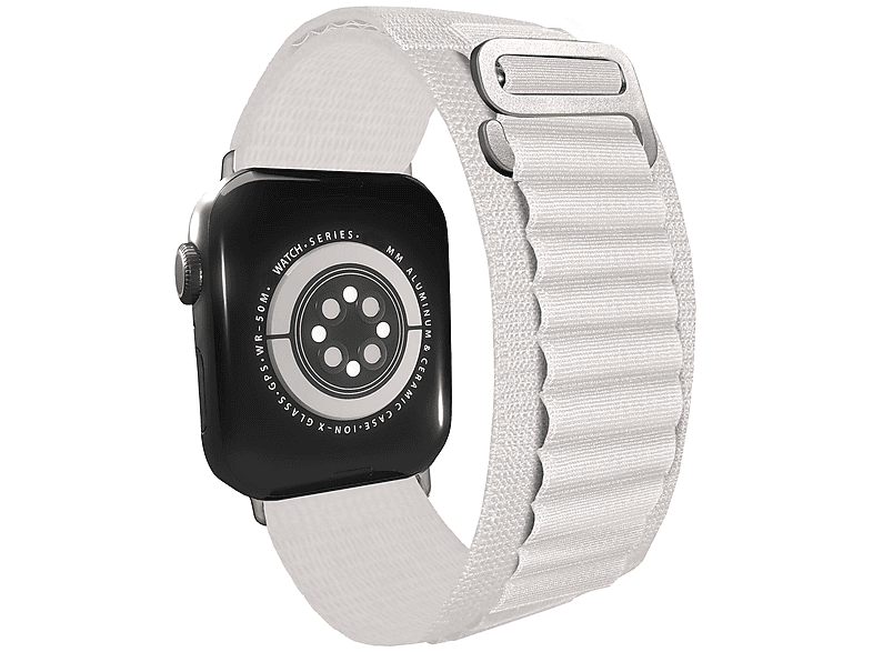NALIA Alpine Nylon Wechselarmband, Ersatzarmband, Apple, Apple Watch 42mm/44mm/45mm/49mm, Weiß