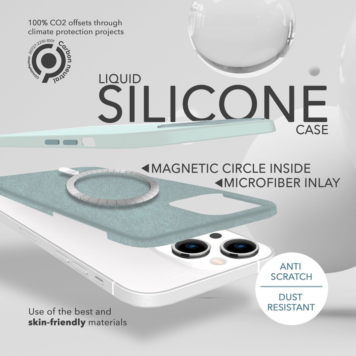 14, Apple, & Backcover, Grün Hülle Display Liquid iPhone Schutzglas, 2x NALIA MagSafe Silikon
