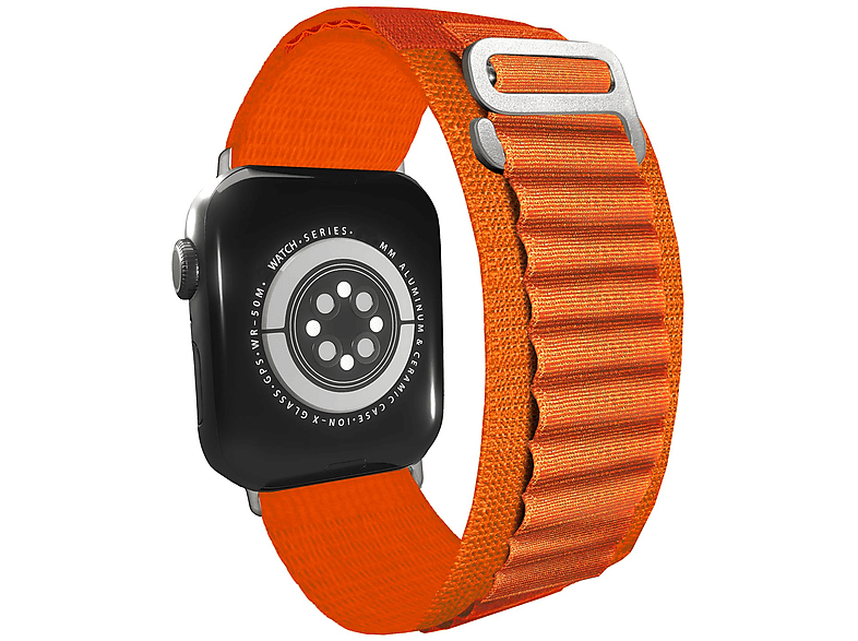 NALIA Alpine Nylon Wechselarmband, Ersatzarmband, Apple, Apple Watch 42mm/44mm/45mm/49mm, Orange
