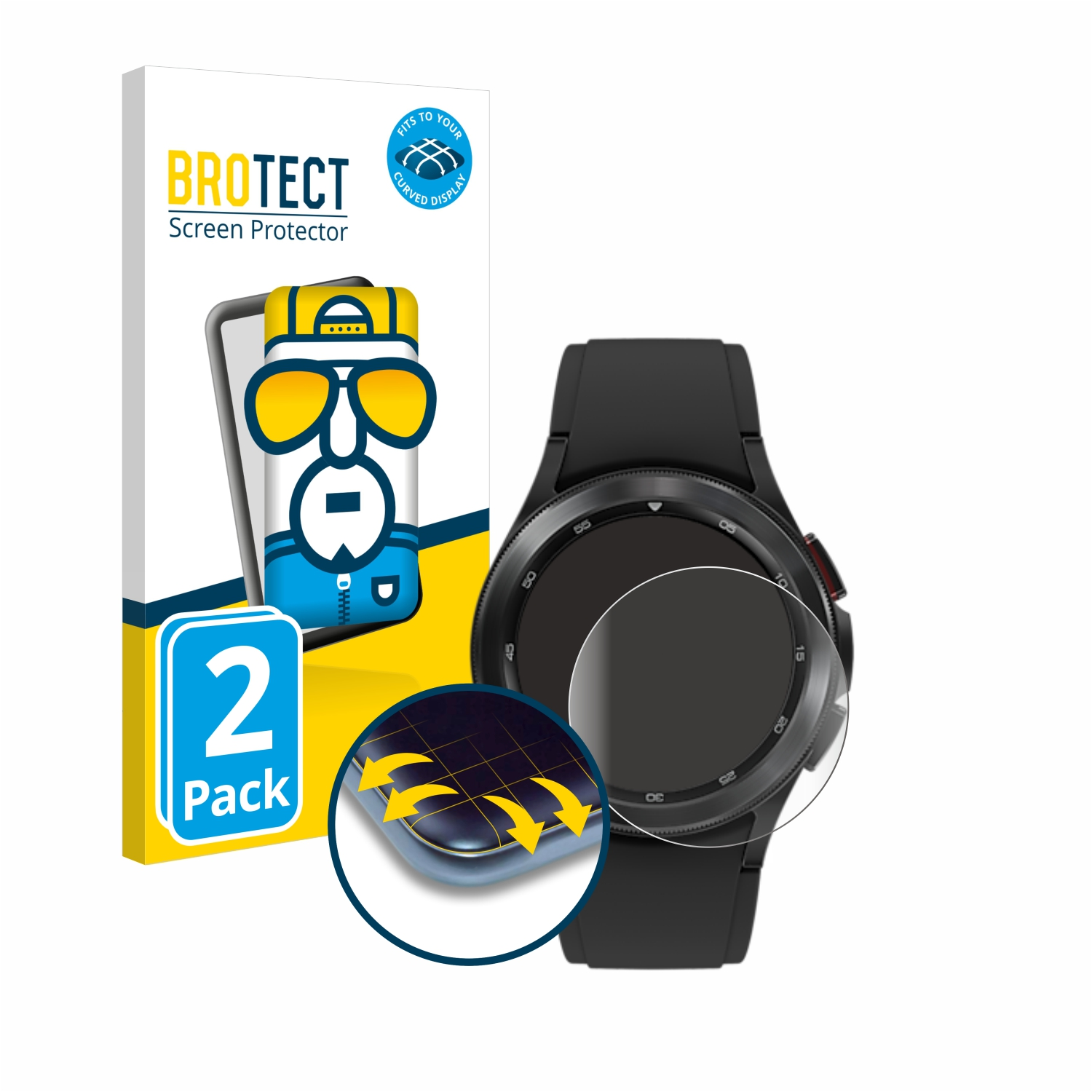 BROTECT Schutzfolie(für Curved Flex Classic 2x 4 Samsung Full-Cover (42mm)) 3D Galaxy Watch